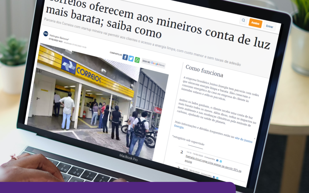 Estado de Minas destaca parceria entre Correios e a Juntos Energia