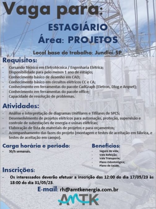 [VAGA DISPONÍVEL] AMTK Soluções em Energia